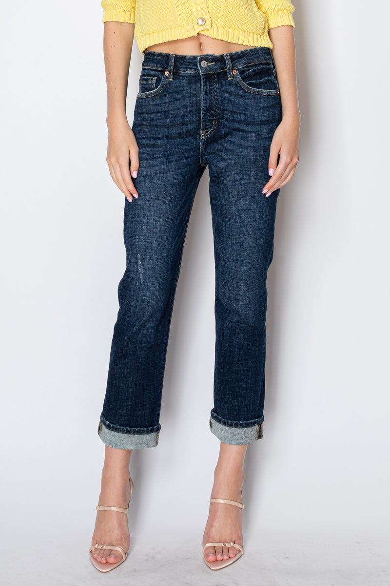 Zephyra Tummy Control High Rise Stretch Straight w/ Single Cuff - Glamourous Grace
