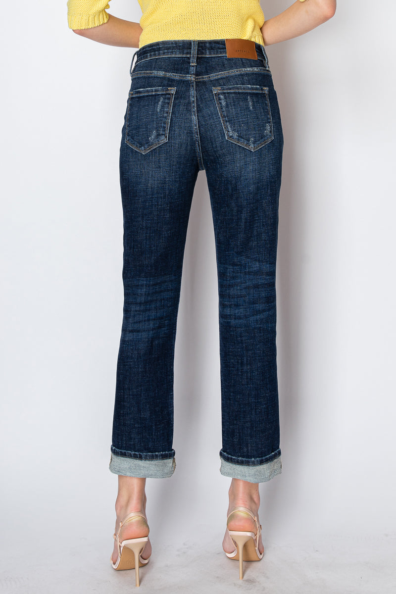 Zephyra Tummy Control High Rise Stretch Straight w/ Single Cuff - Glamourous Grace