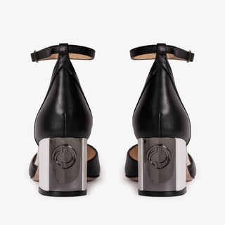 The Noella Black Leather Women Sandal - Glamourous Grace