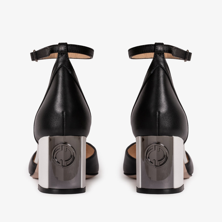 The Noella Black Leather Women Sandal - Glamourous Grace