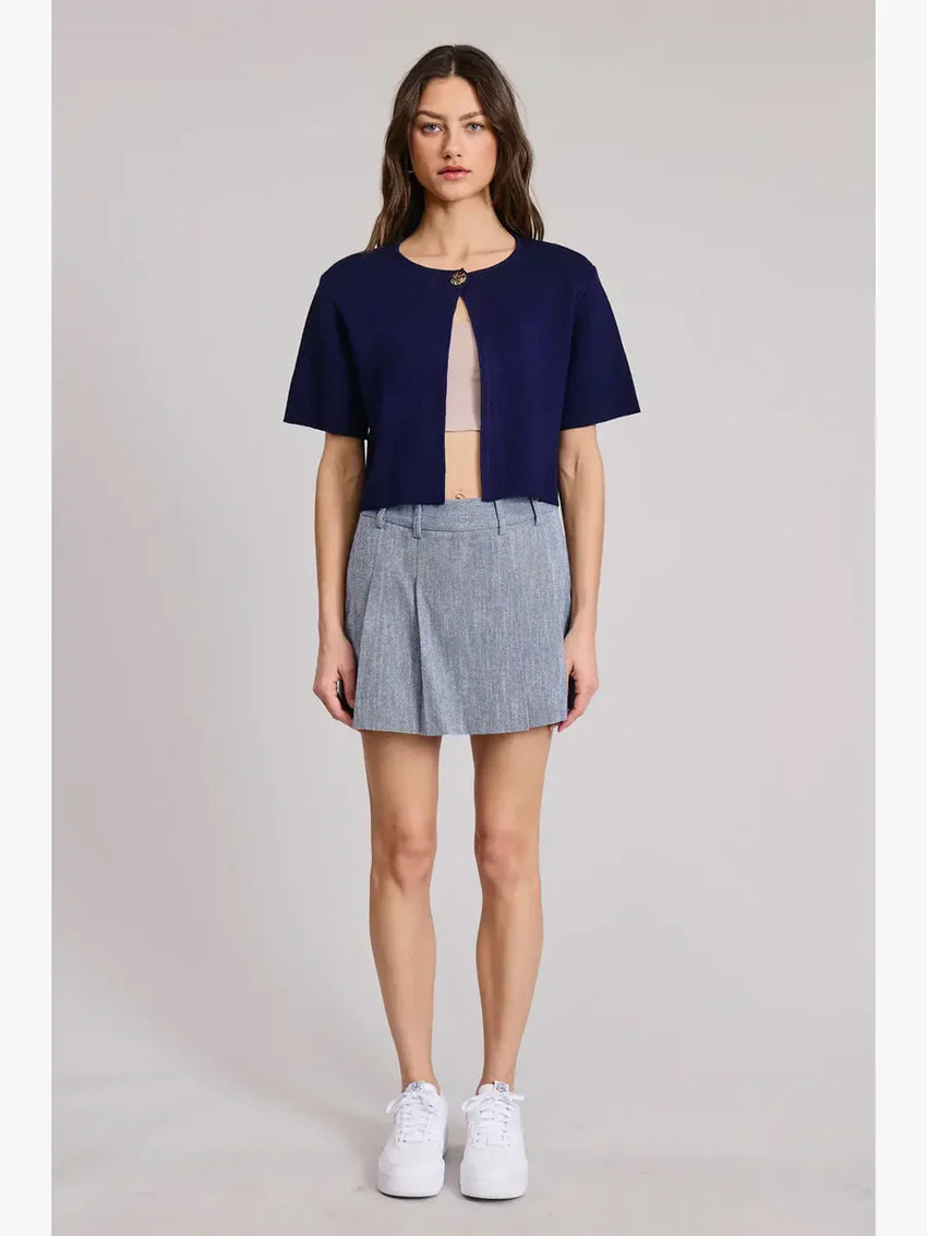 Priscilla Navy Short Sleeve Cardigan - Glamourous Grace