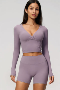 The Lox Long Sleeve Crop top Shorts 2-Piece Set