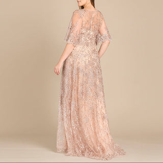 Lara 33277 - Cape Sleeve Mother's Gown - Glamourous Grace