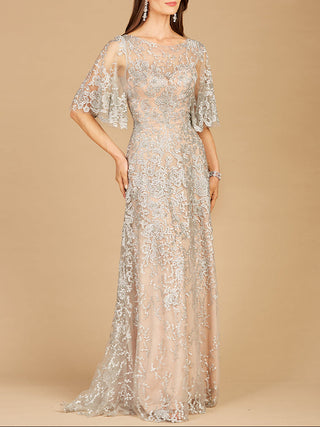 Lara 33277 - Cape Sleeve Mother's Gown - Glamourous Grace