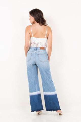 Vivid Horizon Color Dyed High Rise Baggy Wide Jeans