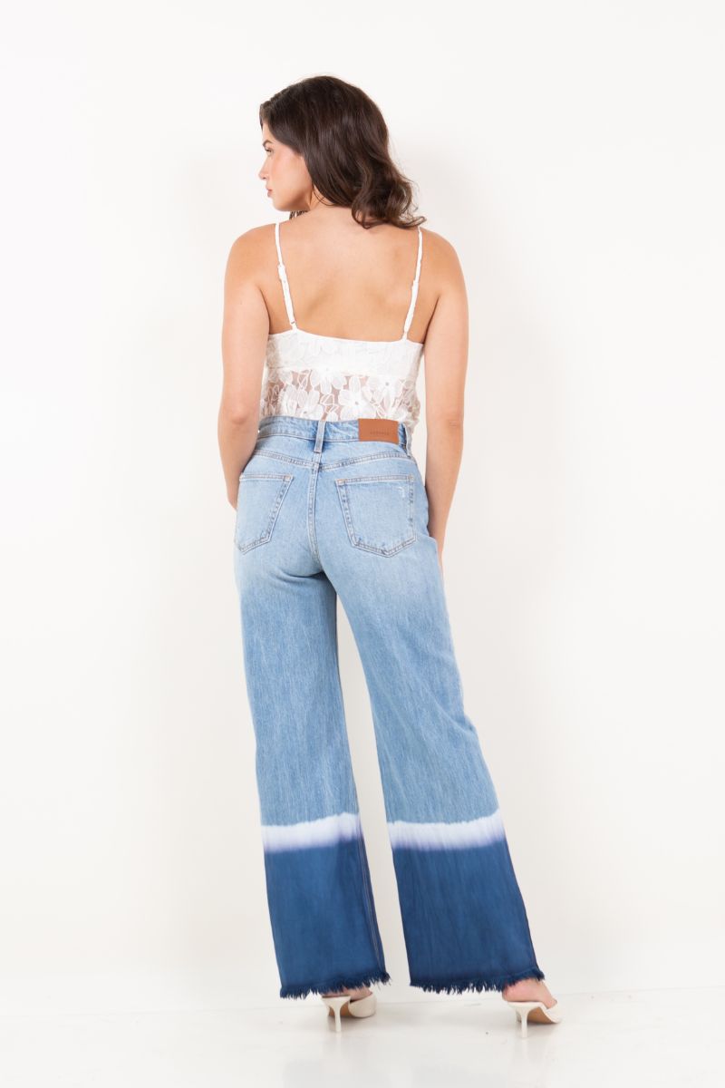 Vivid Horizon Color Dyed High Rise Baggy Wide Jeans - Glamourous Grace