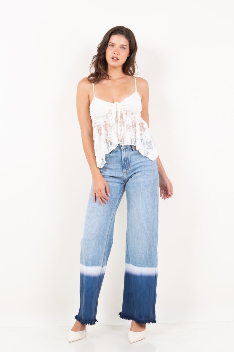 Vivid Horizon Color Dyed High Rise Baggy Wide Jeans - Glamourous Grace
