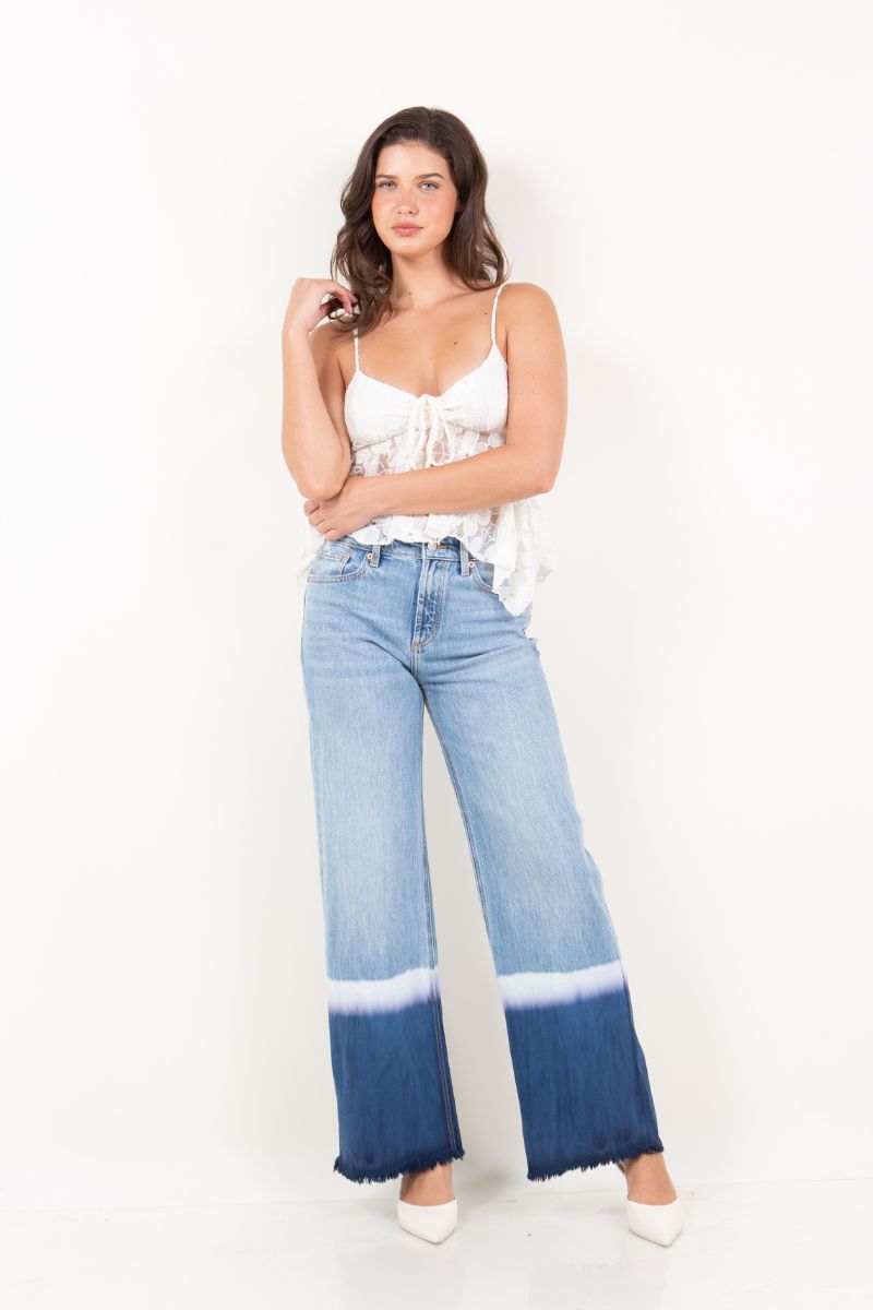Vivid Horizon Color Dyed High Rise Baggy Wide Jeans - Glamourous Grace