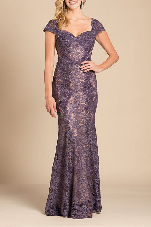 Lara 33491 - Fitted Lace Mermaid Gown OUTLET - Glamourous Grace