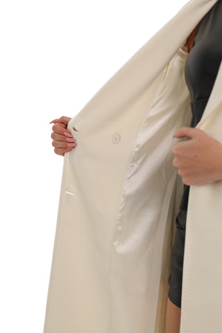 Alaska Longline Cashmere Wool Blend Coat in Ivory