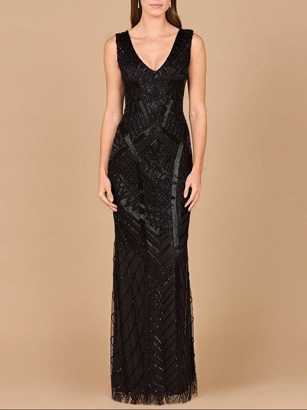 Lara 33552 - Fitted Dress With Tonal Beading - Glamourous Grace
