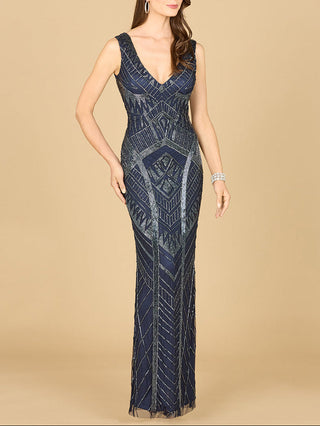 Lara 33552 - Fitted Dress With Tonal Beading - Glamourous Grace
