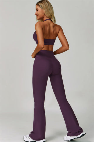The Bold Halter Sports Bra Flared Leggings 2-Piece Set