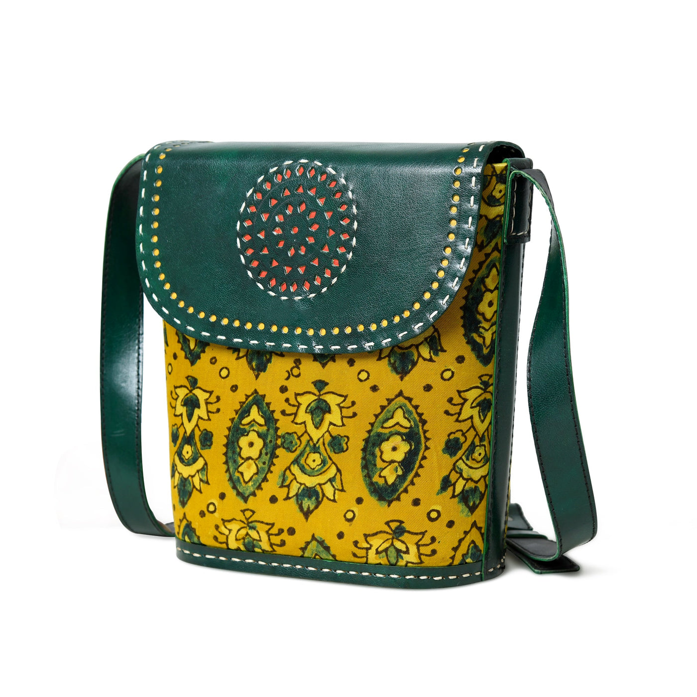 Vibrant Heritage Ajrakh Satchel - Glamourous Grace