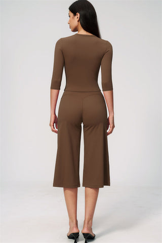 The Natalia Half-Sleeve Top Wide-Leg Crop 2-Piece Set