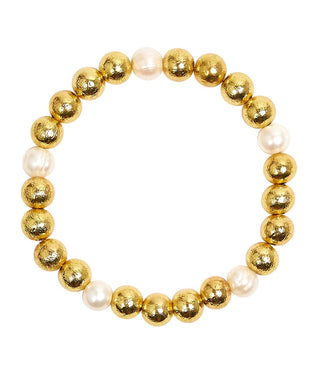 Georgia - Gold  & Freshwater Pearl Beaded Bracelet - Glamourous Grace