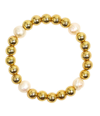 Georgia - Gold  & Freshwater Pearl Beaded Bracelet - Glamourous Grace
