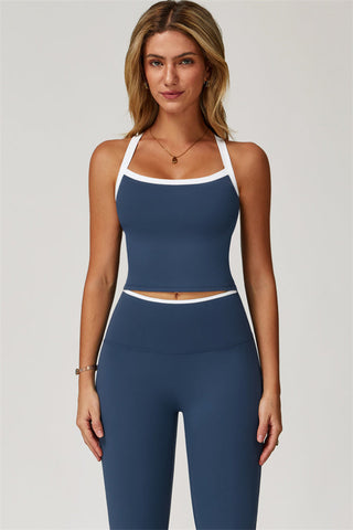 The Quest Cross Back Crop Top Flared Leggings 2-Piece Set