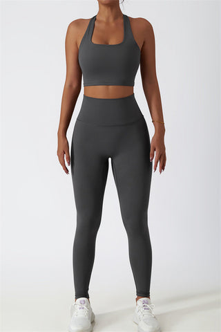 The Seraphine Halter Crop Top Leggings 2-Piece Set