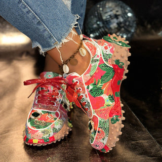 Women's Rhinestone Durian Casual Sneakers