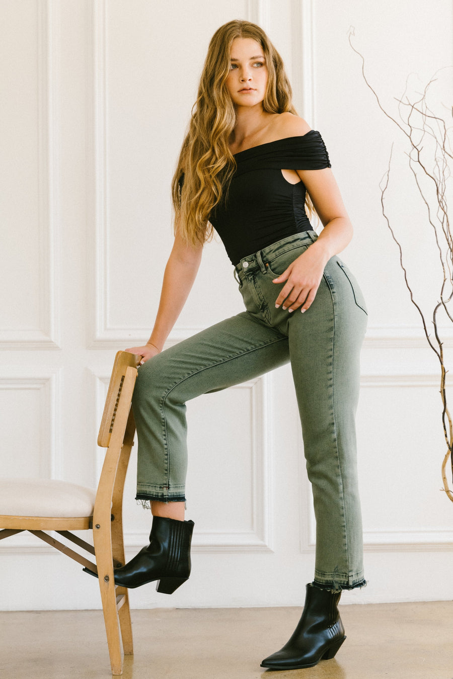 Elena Tummy Control High Rise Straight Jeans - Glamourous Grace