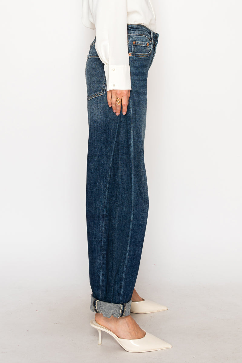 Relaxed Tapered Dark Wash Barrel Jeans - Glamourous Grace