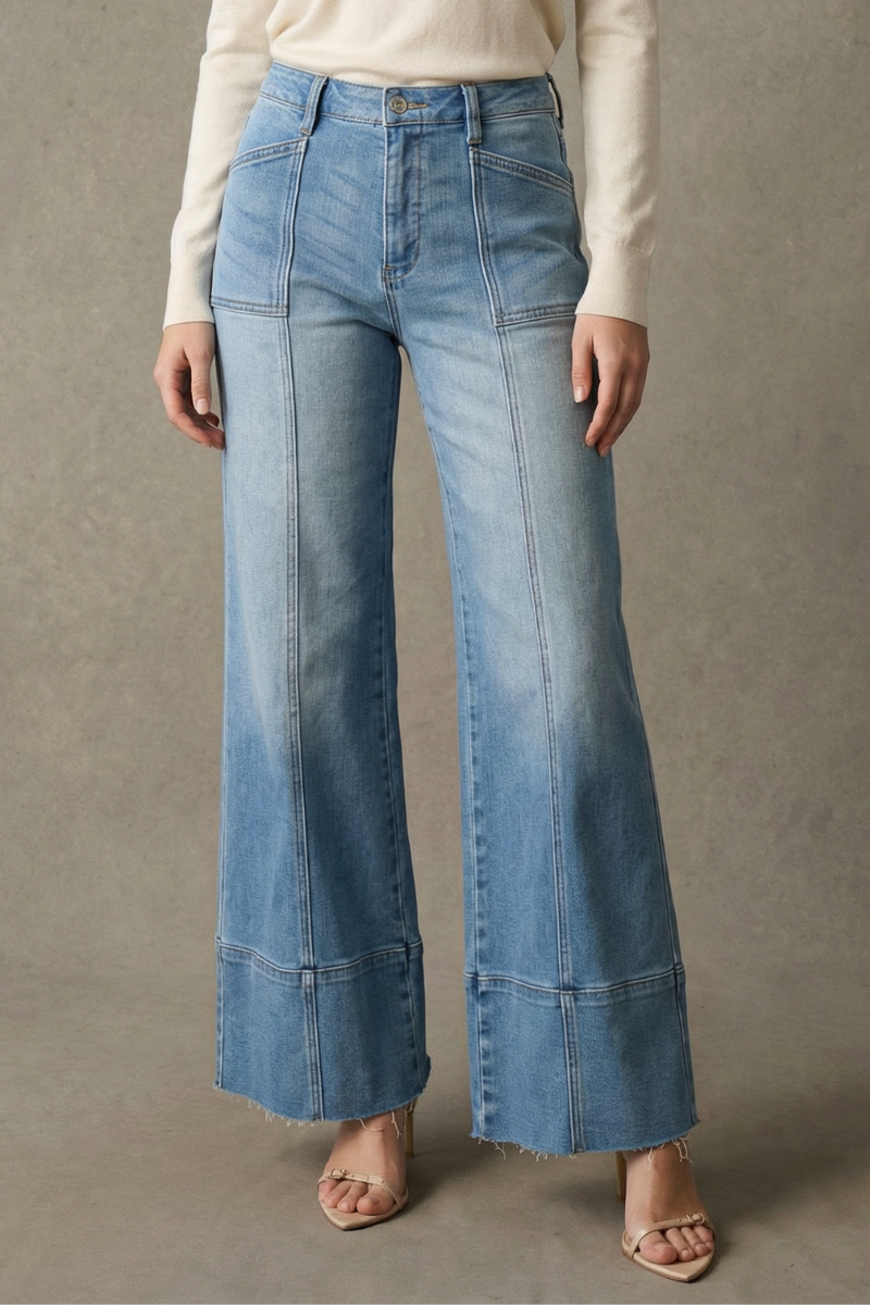 Aurora Tummy Control Eco Friendly Fabric Slim Palazzo Jeans - Glamourous Grace