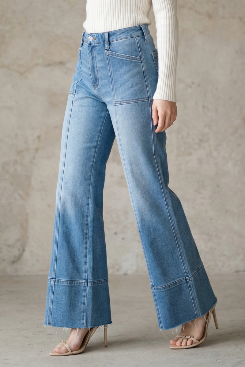 Aurora Tummy Control Eco Friendly Fabric Slim Palazzo Jeans - Glamourous Grace