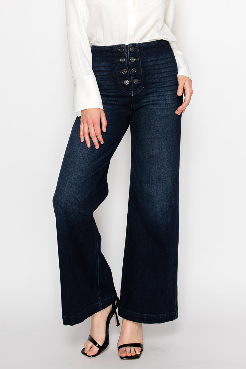 Eco Friendly Ultra High Rise Slim Palazzo Sailor Jeans - Glamourous Grace