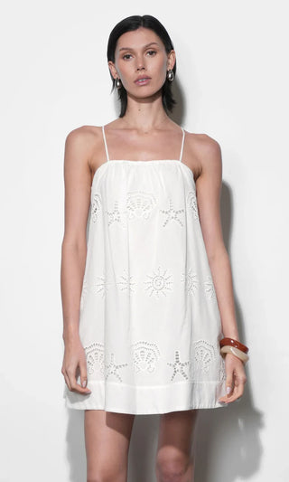 Daisy White Embroidered Mini Dress - Glamourous Grace