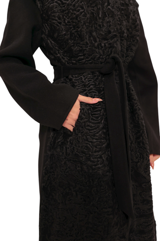Noir Genuine Karakul Wool Overcoat