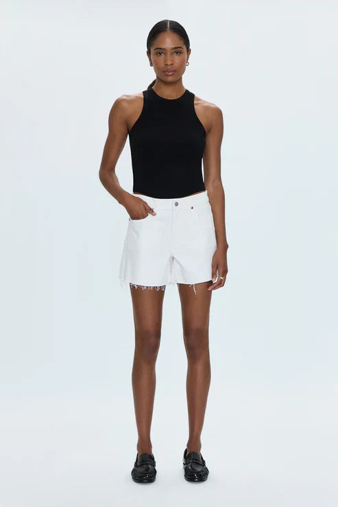 Kennedy Mid Rise Cut Off Short Antique White