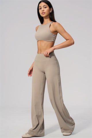 The Twirl Open Back Sports Bra Straight Leg Pants 2-Piece Set