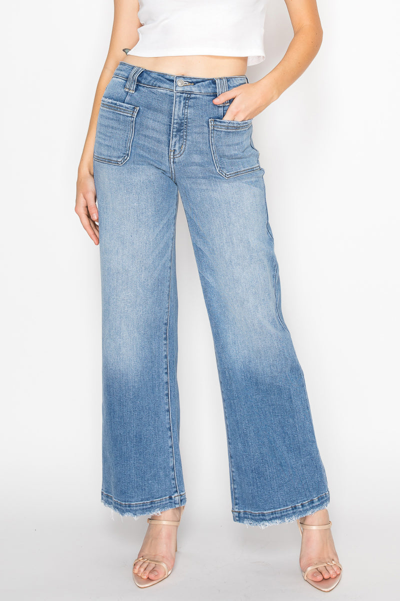 Eco Friendly Fabric High Rise Slim Palazzo Jeans - Glamourous Grace