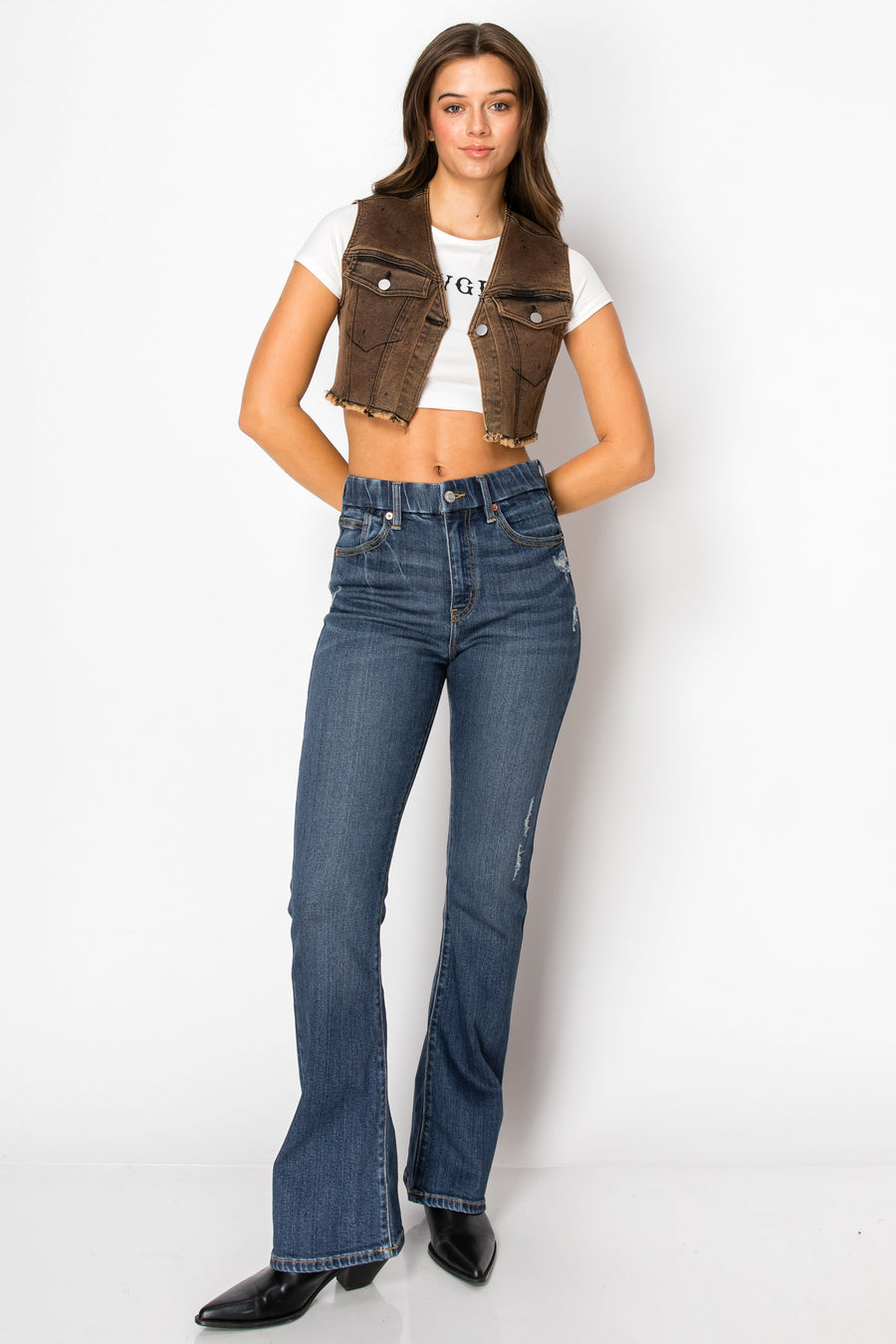 Beatrice Eco Zero Cotton High Rise Phone Pocket Bootcut Jeans - Glamourous Grace