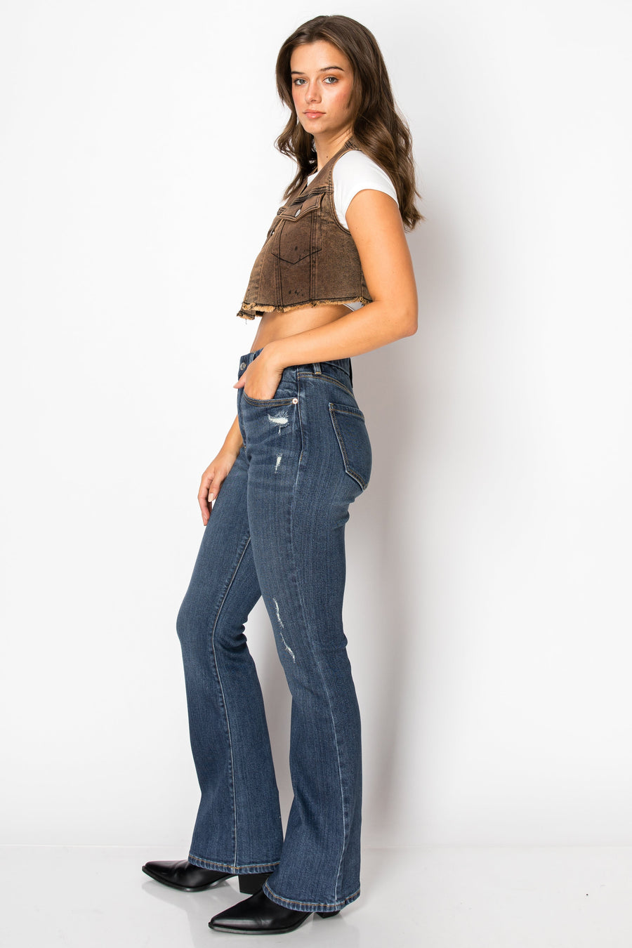 Beatrice Eco Zero Cotton High Rise Phone Pocket Bootcut Jeans - Glamourous Grace