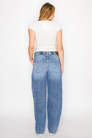 Sloane Adjustable Strap Waistband Barrel Jeans