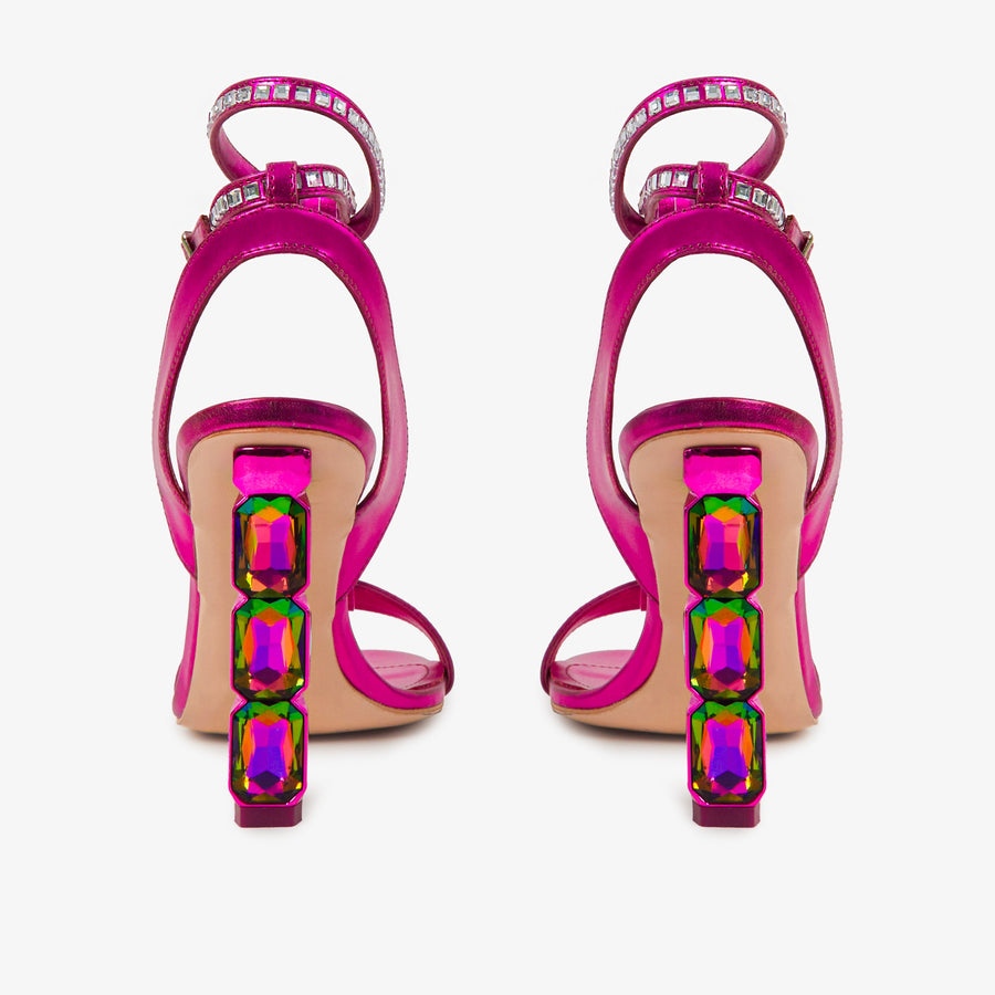 The Torola Fuchsia Stony Heel Leather Women Sandal Final Sale! - Glamourous Grace