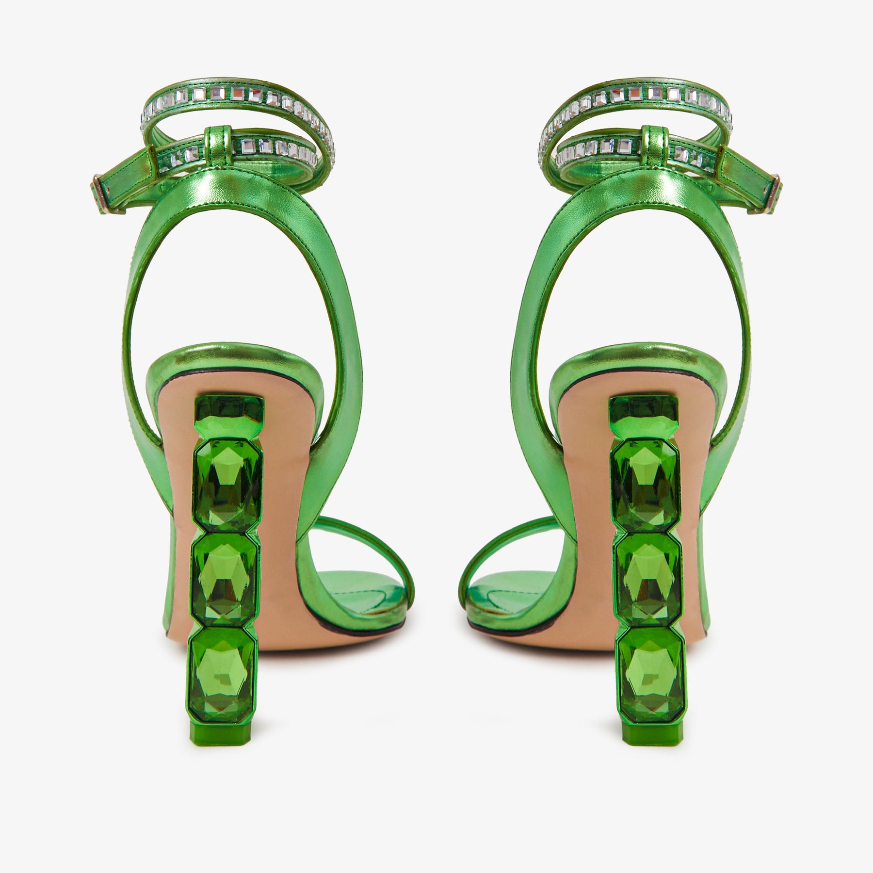The Torola Green Stony Heel Leather Women Sandal Final Sale! - Glamourous Grace