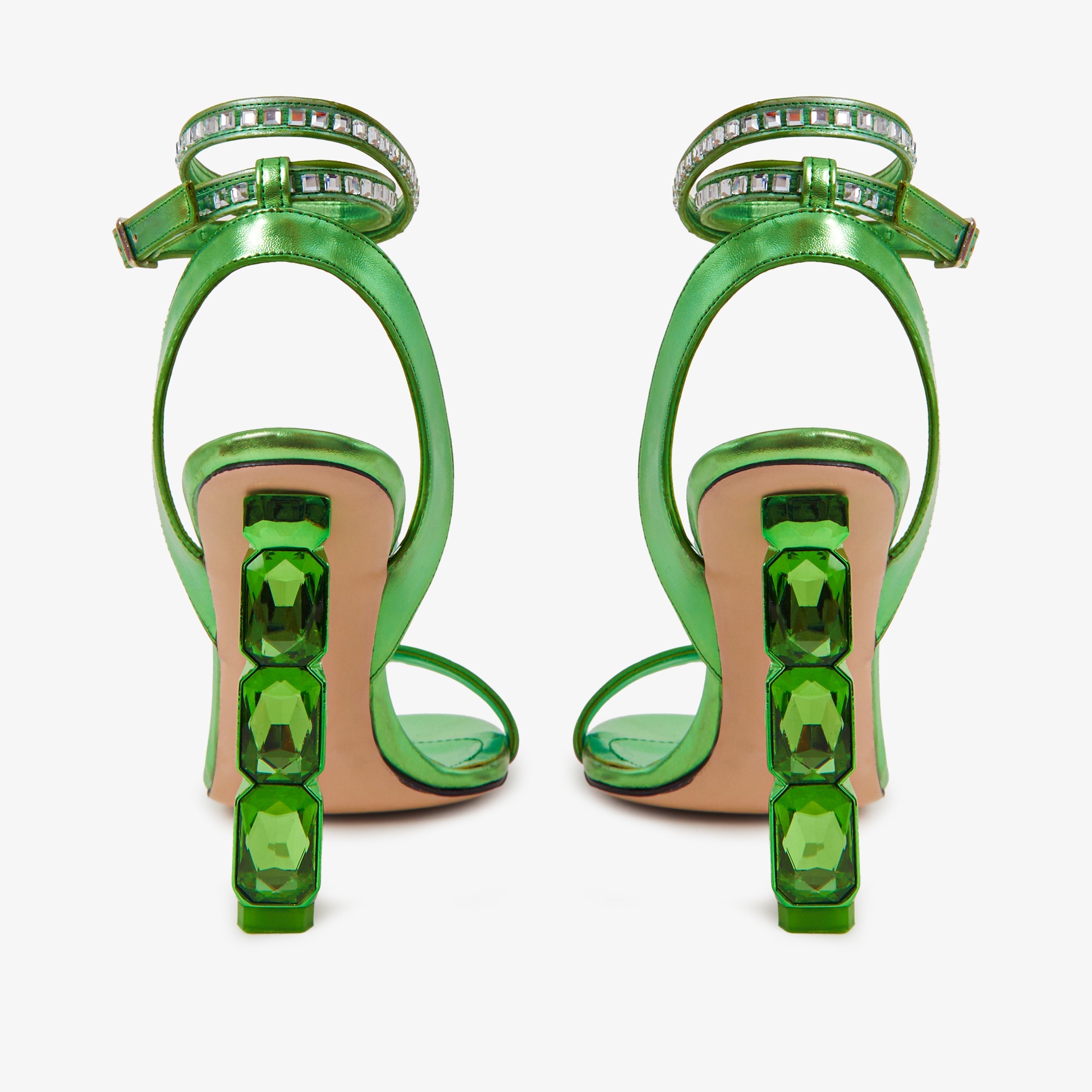 The Torola Green Stony Heel Leather Women Sandal Final Sale! - Glamourous Grace