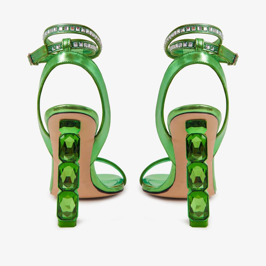 The Torola Green Stony Heel Leather Women Sandal Final Sale! - Glamourous Grace