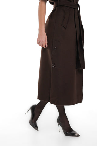 Evelyn Structured Short-Sleeve Coat in Chocolate