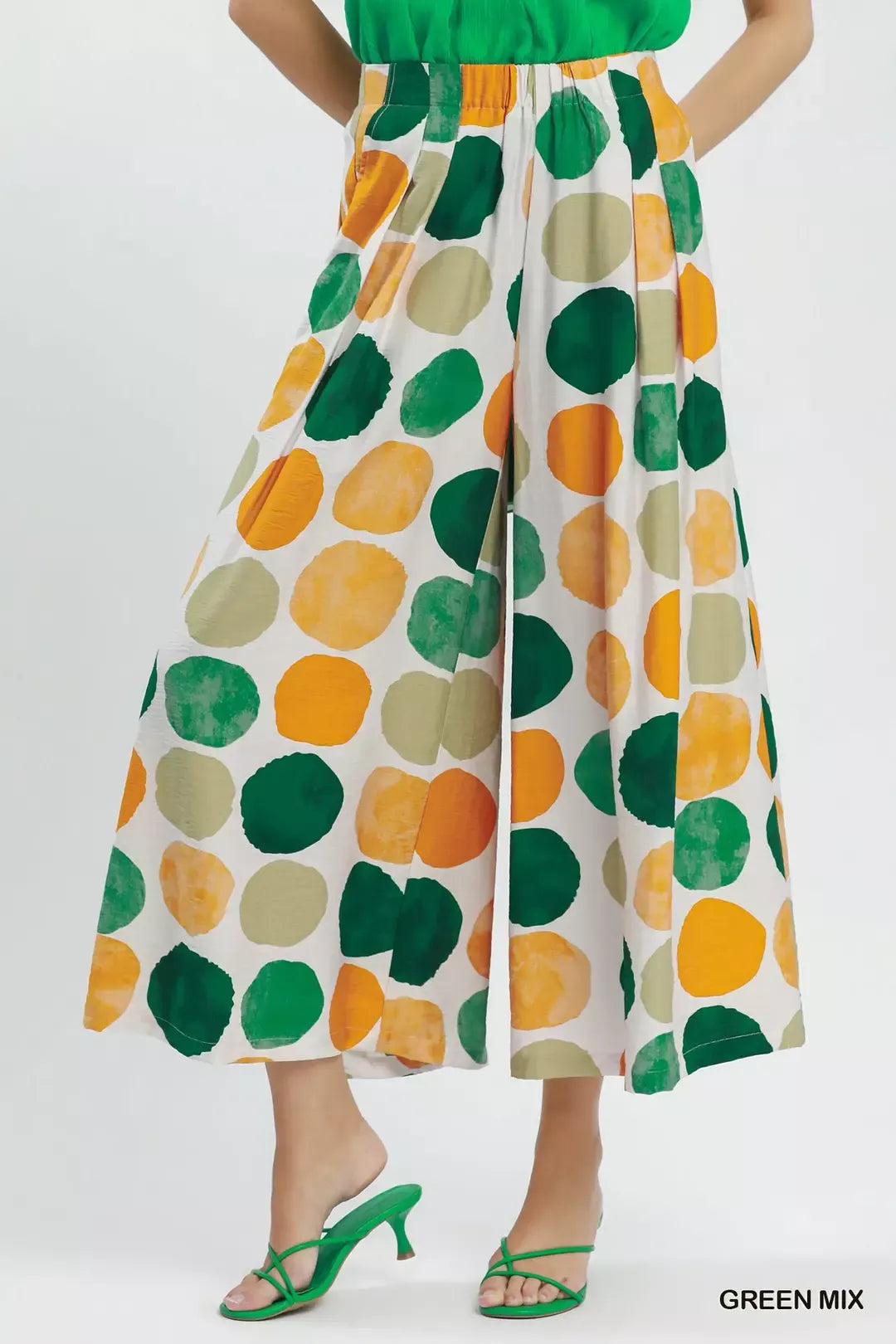 Umgee Dot Print Wide Leg Pants - Glamourous Grace