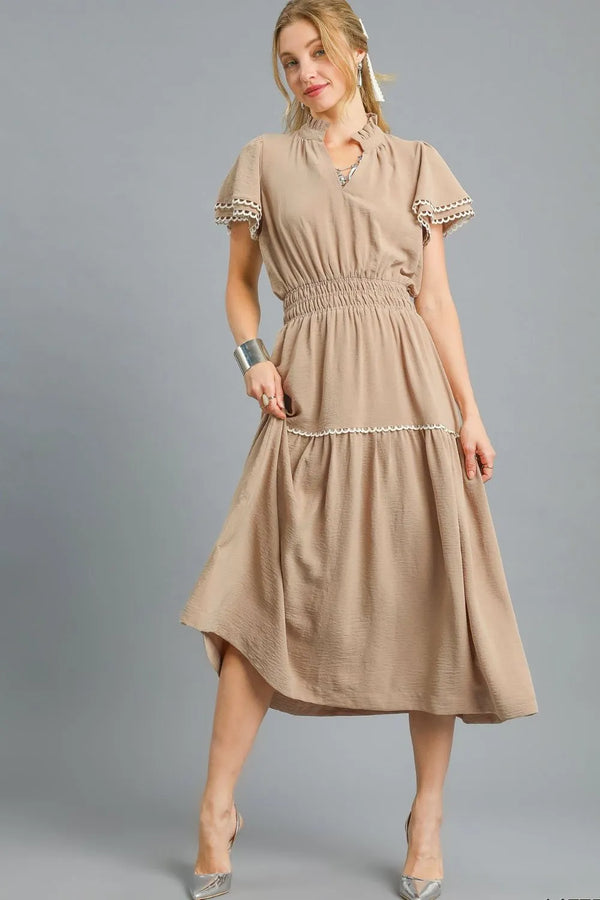 Umgee Tiered Flutter Sleeve Midi Dress - Glamourous Grace