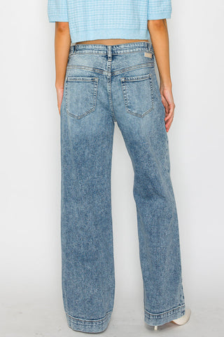 Adjustable Waistband High Rise Baggy Wide Jeans - Glamourous Grace