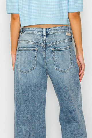 Adjustable Waistband High Rise Baggy Wide Jeans - Glamourous Grace