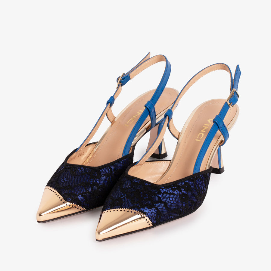 The Bali Sax Blue Leather Slingback Women Sandal - Glamourous Grace