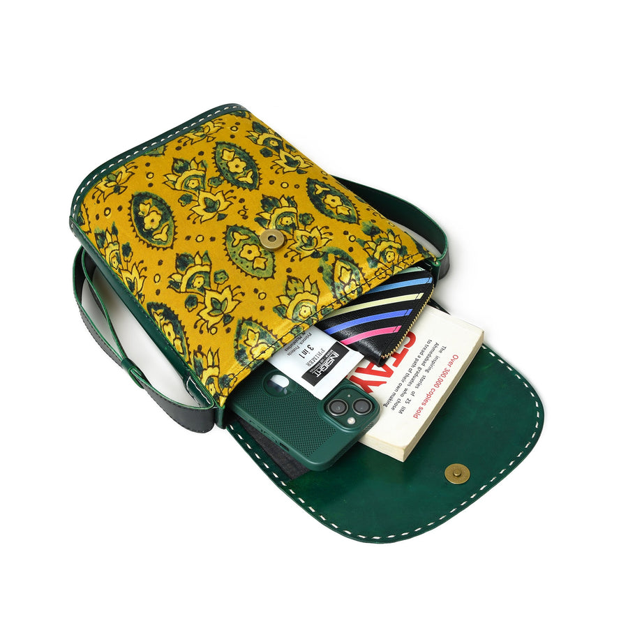 Vibrant Heritage Ajrakh Satchel - Glamourous Grace