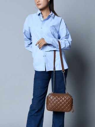 Mini Quilted Crossbody Bag, Rich Brown - Glamourous Grace