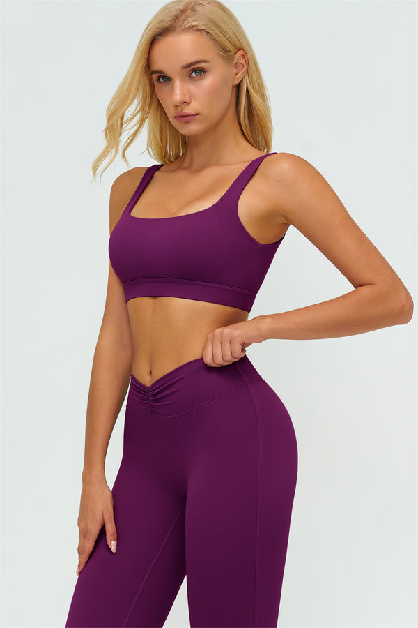 The Lushness V-Back Sports Bra Flared Leggings 2-Piece Set - Glamourous Grace